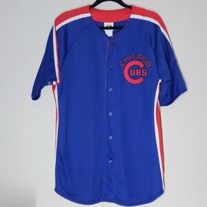 Vintage Majestic Chicago Cubs Embroidered Baseball Jersey Size Large Blue